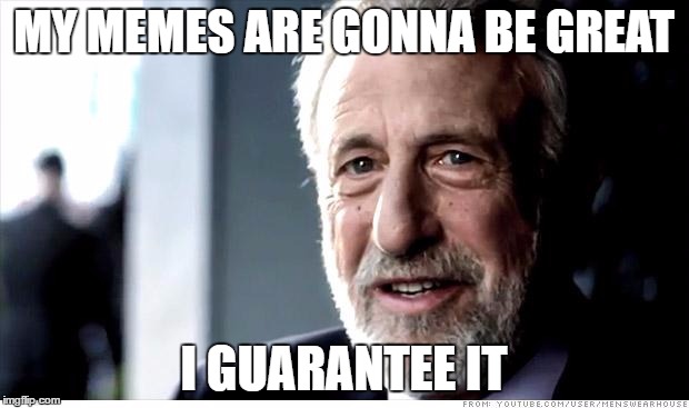 I Guarantee It | MY MEMES ARE GONNA BE GREAT; I GUARANTEE IT | image tagged in memes,i guarantee it | made w/ Imgflip meme maker