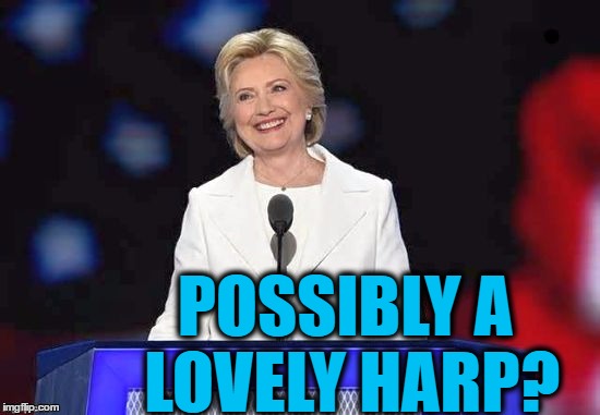 POSSIBLY A LOVELY HARP? | image tagged in hillary | made w/ Imgflip meme maker