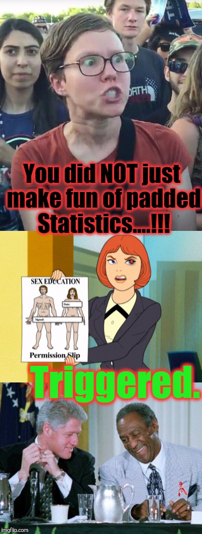 You did NOT just make fun of padded Statistics....!!! Triggered. . | made w/ Imgflip meme maker