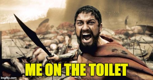 Sparta Leonidas Meme | ME ON THE TOILET | image tagged in memes,sparta leonidas | made w/ Imgflip meme maker