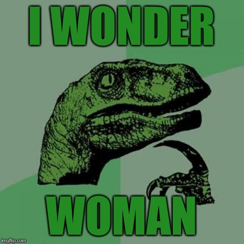 Philosoraptor Meme | I WONDER WOMAN | image tagged in memes,philosoraptor | made w/ Imgflip meme maker