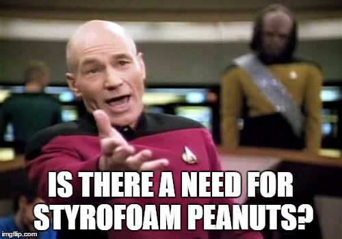 Picard Wtf Meme | IS THERE A NEED FOR STYROFOAM PEANUTS? | image tagged in memes,picard wtf | made w/ Imgflip meme maker