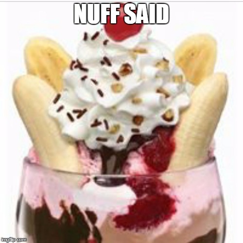 ice cream sundae  | NUFF SAID | image tagged in ice cream sundae | made w/ Imgflip meme maker