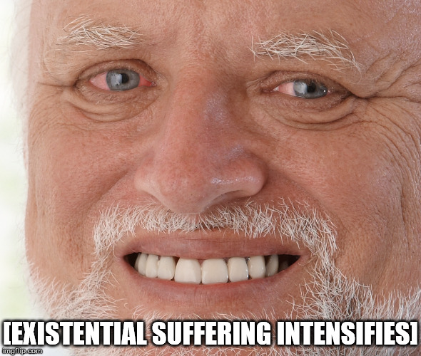 [EXISTENTIAL SUFFERING INTENSIFIES] | made w/ Imgflip meme maker