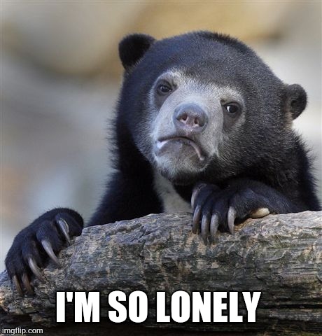 Confession Bear | I'M SO LONELY | image tagged in memes,confession bear | made w/ Imgflip meme maker