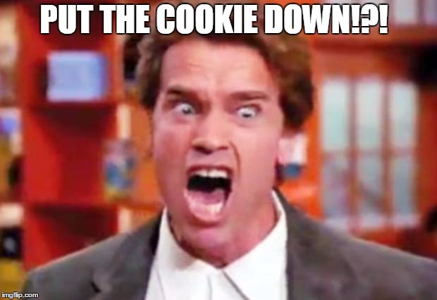 Get to the chopper | PUT THE COOKIE DOWN!?! | image tagged in get to the chopper | made w/ Imgflip meme maker