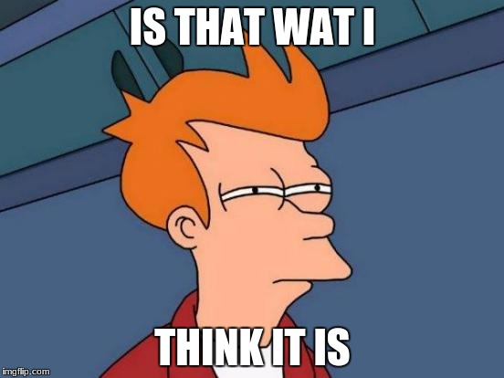 Futurama Fry | IS THAT WAT I; THINK IT IS | image tagged in memes,futurama fry | made w/ Imgflip meme maker
