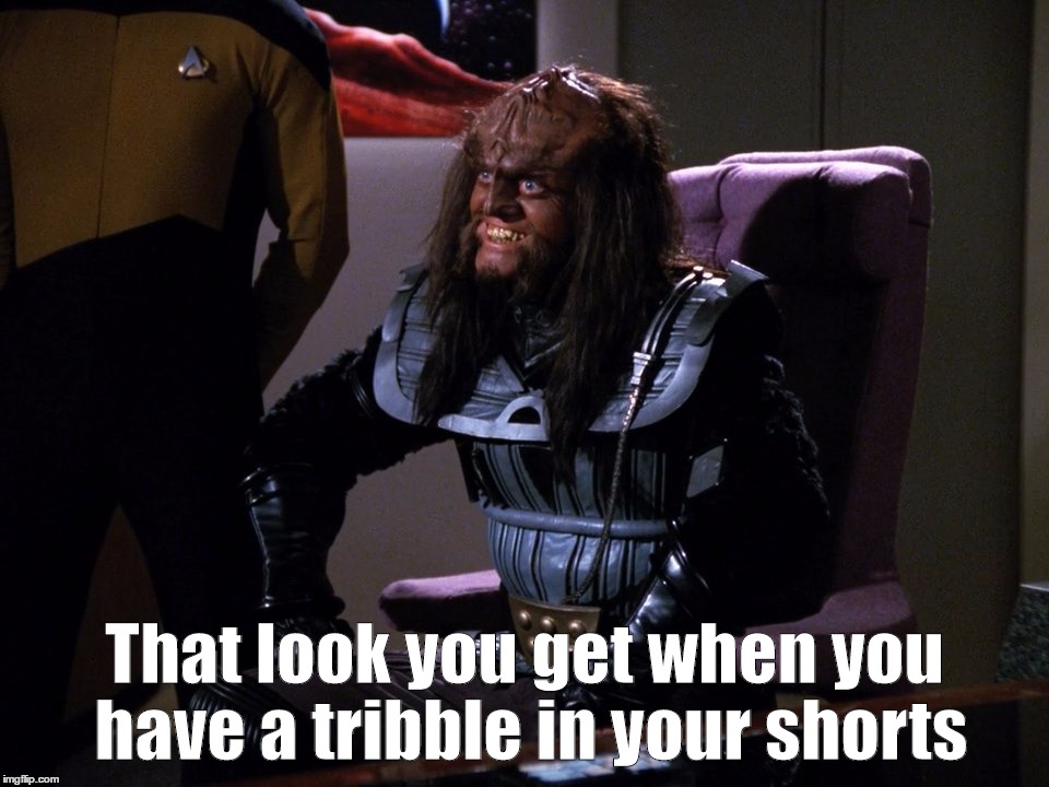 Gowron | That look you get when you have a tribble in your shorts | image tagged in gowron | made w/ Imgflip meme maker
