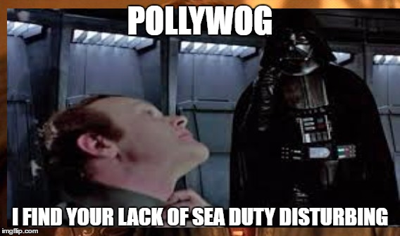 Disturbing | POLLYWOG; I FIND YOUR LACK OF SEA DUTY DISTURBING | image tagged in vader | made w/ Imgflip meme maker