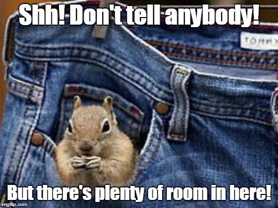 Shh! Don't tell anybody! But there's plenty of room in here! | made w/ Imgflip meme maker