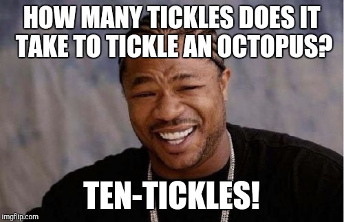 Yo Dawg Heard You Meme | HOW MANY TICKLES DOES IT TAKE TO TICKLE AN OCTOPUS? TEN-TICKLES! | image tagged in memes,yo dawg heard you | made w/ Imgflip meme maker