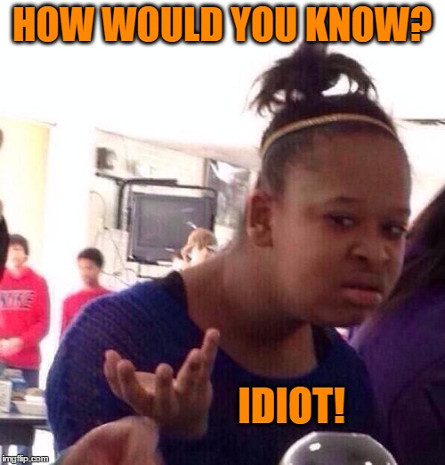 Black Girl Wat Meme | HOW WOULD YOU KNOW? IDIOT! | image tagged in memes,black girl wat | made w/ Imgflip meme maker