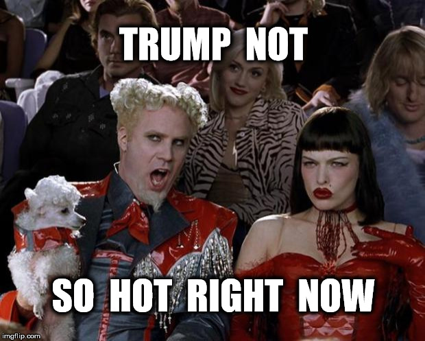 I'm just sayin' | TRUMP  NOT; SO  HOT  RIGHT  NOW | image tagged in memes,mugatu so hot right now,donald trump,funny,politics,global warming | made w/ Imgflip meme maker