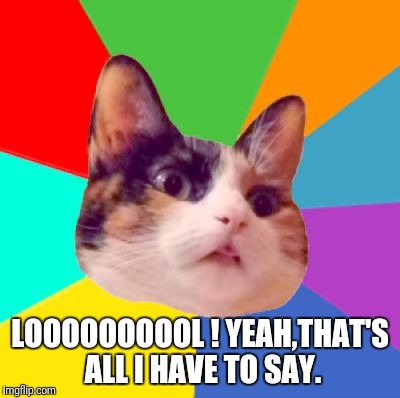 Cat performing a trollface and say X | LOOOOOOOOOL !
YEAH,THAT'S ALL I HAVE TO SAY. | image tagged in cat performing a trollface and say x | made w/ Imgflip meme maker