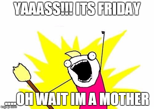 X All The Y Meme | YAAASS!!! ITS FRIDAY; ....OH WAIT IM A MOTHER | image tagged in memes,x all the y | made w/ Imgflip meme maker