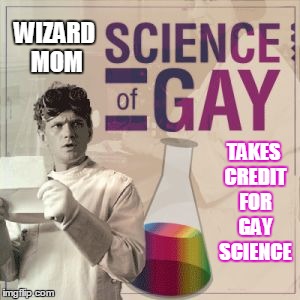 TAKES CREDIT FOR GAY SCIENCE; WIZARD MOM | image tagged in gay science | made w/ Imgflip meme maker