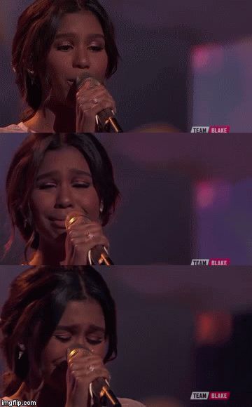 High Quality The Voice Aliyah Moulden Tears Up Blank Meme Template