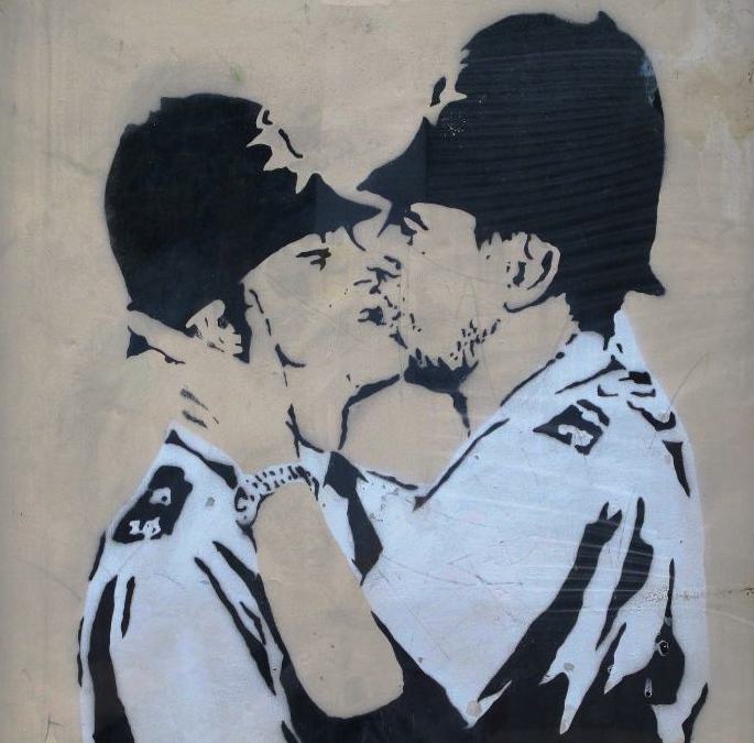 High Quality Banksy Kissing Coppers Blank Meme Template