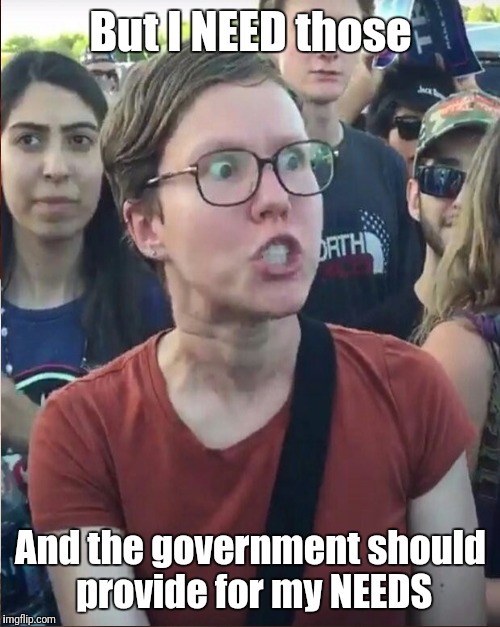 But I NEED those And the government should provide for my NEEDS | made w/ Imgflip meme maker