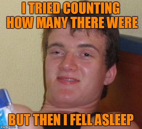 10 Guy Meme | I TRIED COUNTING HOW MANY THERE WERE BUT THEN I FELL ASLEEP | image tagged in memes,10 guy | made w/ Imgflip meme maker