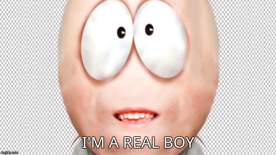 I'm a real boy | I'M A REAL BOY | image tagged in south park real | made w/ Imgflip meme maker