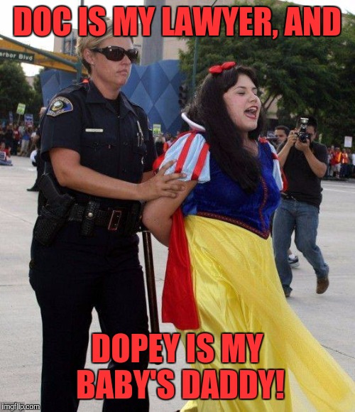 Snow Yellowed | DOC IS MY LAWYER, AND; DOPEY IS MY BABY'S DADDY! | image tagged in no snow white privilege for you,memes,funny,funny memes,dank memes dom | made w/ Imgflip meme maker