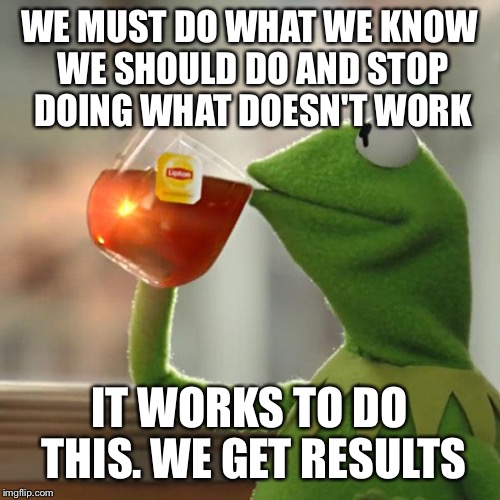 But That's None Of My Business | WE MUST DO WHAT WE KNOW WE SHOULD DO AND STOP DOING WHAT DOESN'T WORK; IT WORKS TO DO THIS. WE GET RESULTS | image tagged in memes,but thats none of my business,kermit the frog | made w/ Imgflip meme maker
