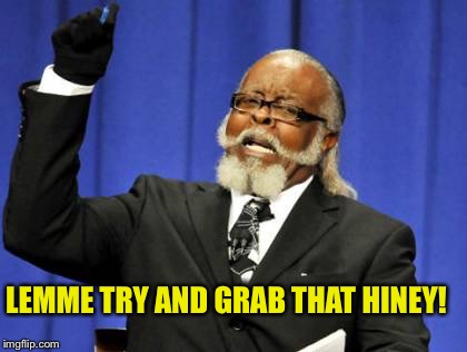 Too Damn High Meme | LEMME TRY AND GRAB THAT HINEY! | image tagged in memes,too damn high | made w/ Imgflip meme maker