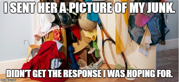 my junk | I SENT HER A PICTURE OF MY JUNK. DIDN'T GET THE RESPONSE I WAS HOPING FOR. | image tagged in junk,funny,humor | made w/ Imgflip meme maker