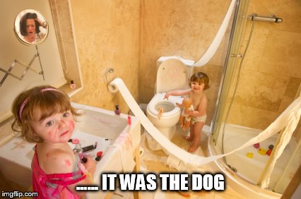 ...... IT WAS THE DOG | image tagged in kids parenting,messy kids | made w/ Imgflip meme maker