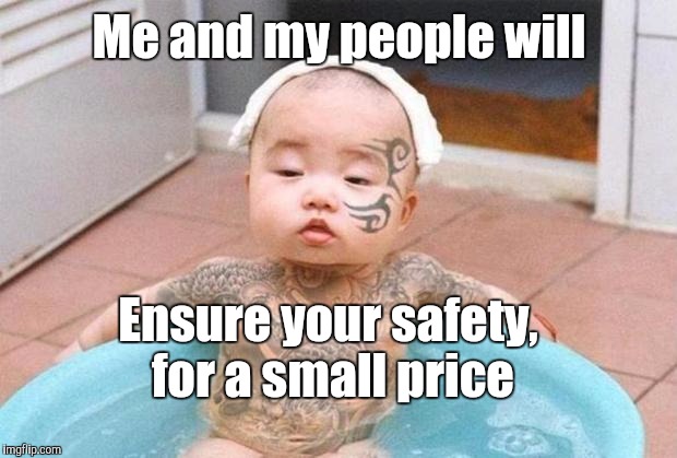 Hmmm, maybe hold off on the TV until they are a bit older. | Me and my people will Ensure your safety, for a small price | image tagged in memes child thugs | made w/ Imgflip meme maker