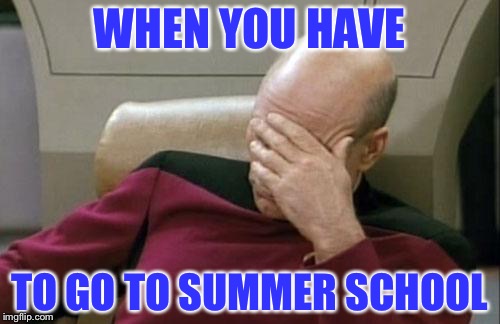 Captain Picard Facepalm Meme | WHEN YOU HAVE; TO GO TO SUMMER SCHOOL | image tagged in memes,captain picard facepalm | made w/ Imgflip meme maker
