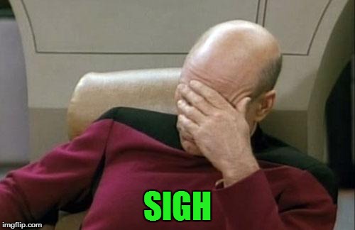 Captain Picard Facepalm Meme | SIGH | image tagged in memes,captain picard facepalm | made w/ Imgflip meme maker