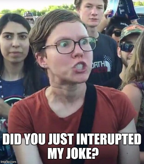 super_triggered | DID YOU JUST INTERUPTED MY JOKE? | image tagged in super_triggered | made w/ Imgflip meme maker