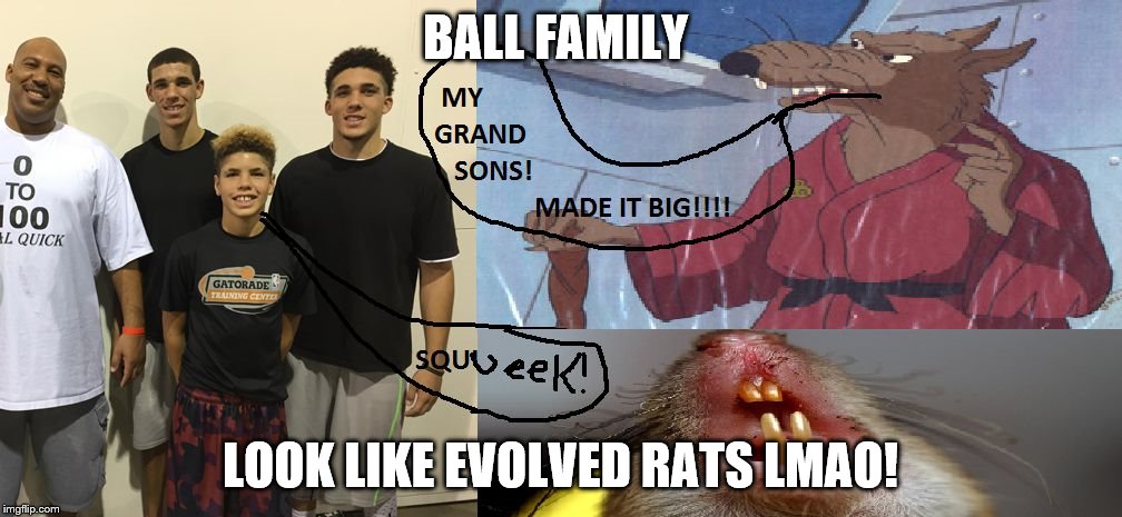 BALL FAMILY; LOOK LIKE EVOLVED RATS LMAO! | image tagged in ratvall ball family,lavar ball,funny,lmao,meme,look like | made w/ Imgflip meme maker