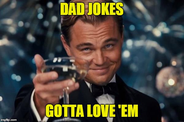 Leonardo Dicaprio Cheers Meme | DAD JOKES GOTTA LOVE 'EM | image tagged in memes,leonardo dicaprio cheers | made w/ Imgflip meme maker