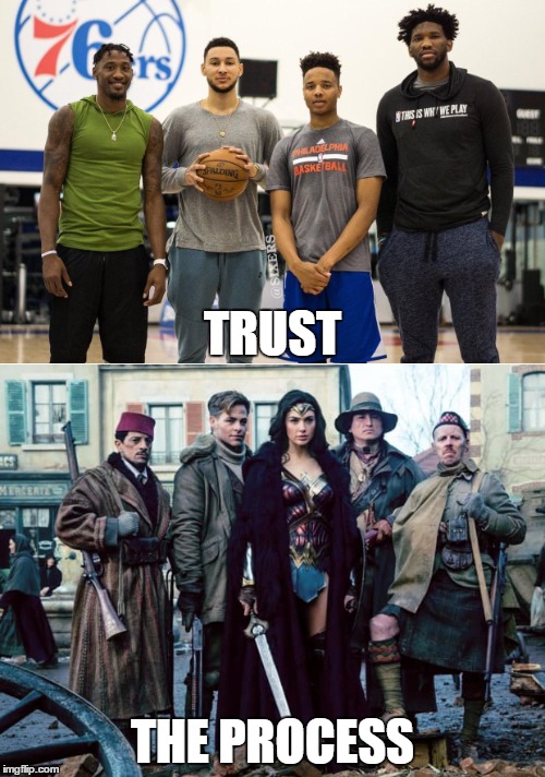Sixers | TRUST; THE PROCESS | image tagged in sixers,hinkie,trust the process,wonder woman | made w/ Imgflip meme maker