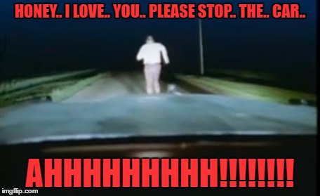 HONEY.. I LOVE.. YOU.. PLEASE STOP.. THE.. CAR.. AHHHHHHHHH!!!!!!!! | made w/ Imgflip meme maker