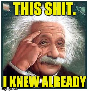 Albert Einstein points at head | THIS SHIT. I KNEW ALREADY | image tagged in albert einstein points at head | made w/ Imgflip meme maker