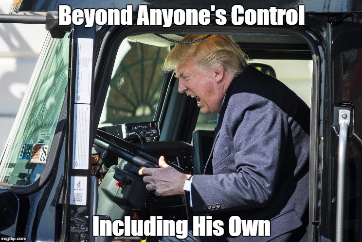"Trump: Beyond Anyone's Control, Including His Own" | Beyond Anyone's Control; Including His Own | image tagged in deplorable donald,despicable donald,devious donald,dishonest donald,dishonorable donald,deceitful donald | made w/ Imgflip meme maker