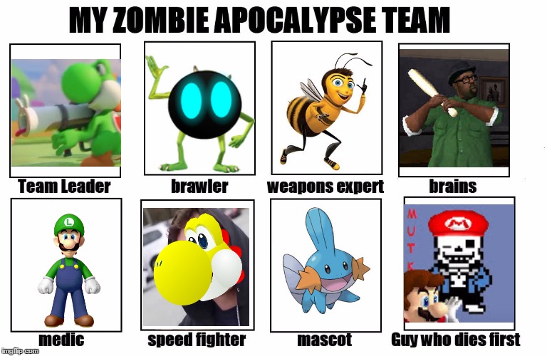 My Zombie Apocalypse Team | image tagged in my zombie apocalypse team | made w/ Imgflip meme maker