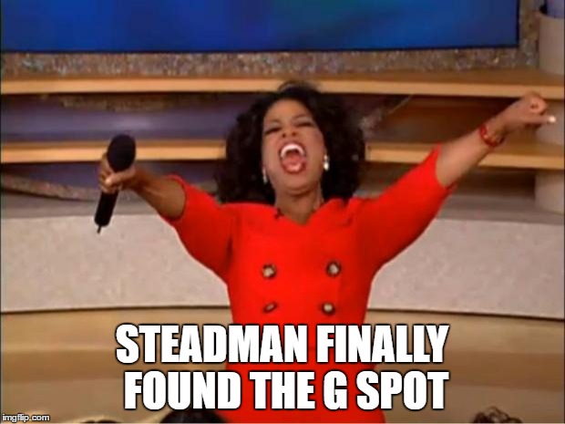 Oprah You Get A Meme | STEADMAN FINALLY FOUND THE G SPOT | image tagged in memes,oprah you get a | made w/ Imgflip meme maker