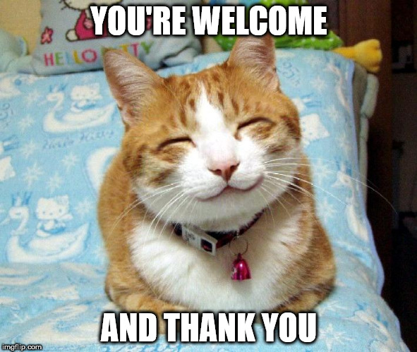 YOU'RE WELCOME; AND THANK YOU | made w/ Imgflip meme maker