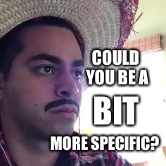 COULD YOU BE A BIT MORE SPECIFIC? | made w/ Imgflip meme maker
