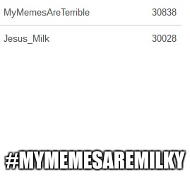 If he's going to make memes about me, I'll make memes about him ;). Thanks for getting me to the top 10 Leaderboard guys! | #MYMEMESAREMILKY | image tagged in mymemesareterrible,jesus milk,funny,mymemesaremilky | made w/ Imgflip meme maker