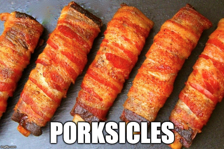 Bacon wrapped ribs. | PORKSICLES | image tagged in iwanttobebacon,iwanttobebaconcom,yum,bbq | made w/ Imgflip meme maker