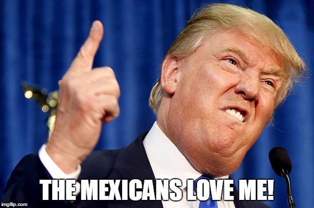 Donald Trump | THE MEXICANS LOVE ME! | image tagged in donald trump | made w/ Imgflip meme maker