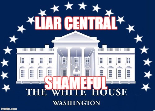 white house | LIAR CENTRAL; SHAMEFUL | image tagged in white house,liars | made w/ Imgflip meme maker