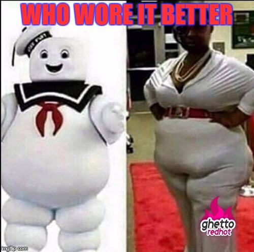 WHO WORE IT BETTER | image tagged in ghetto,stay puff | made w/ Imgflip meme maker