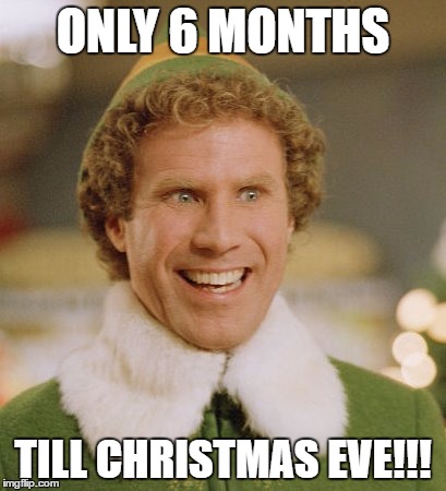 Buddy The Elf Meme | ONLY 6 MONTHS; TILL CHRISTMAS EVE!!! | image tagged in memes,buddy the elf | made w/ Imgflip meme maker